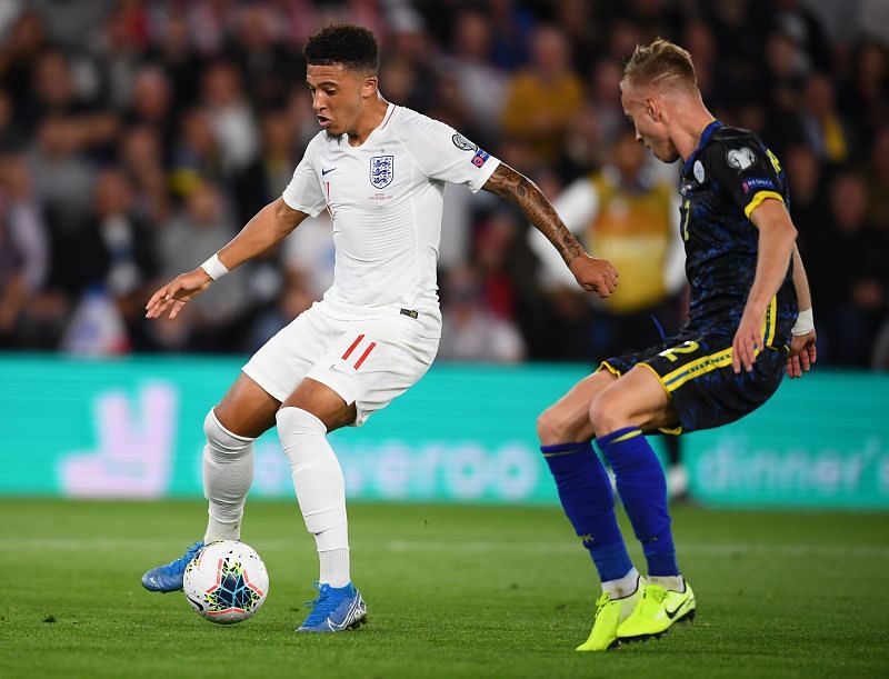Jadon Sancho of England in action